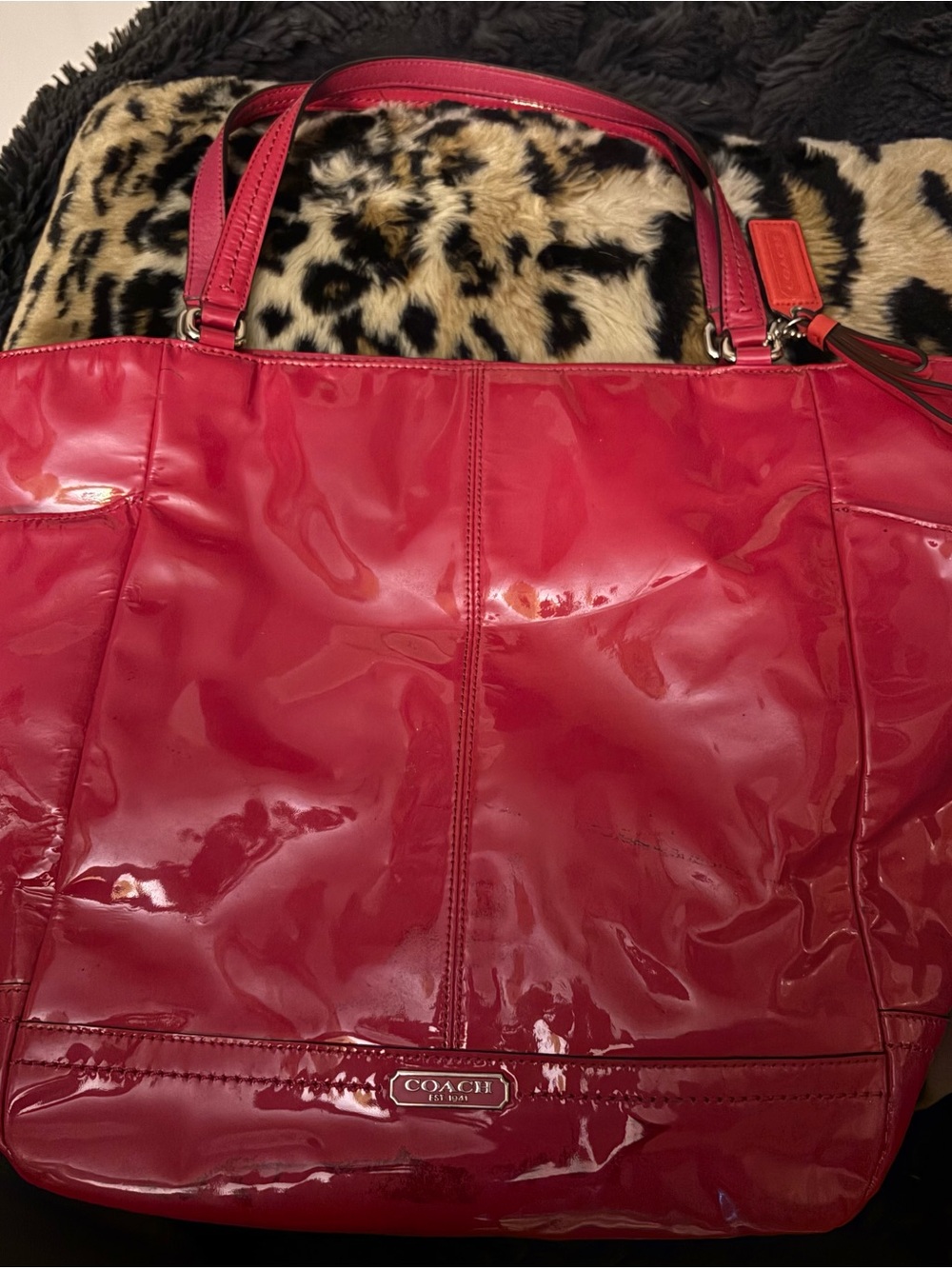 Coach Glossy Red Patent Leather Tote